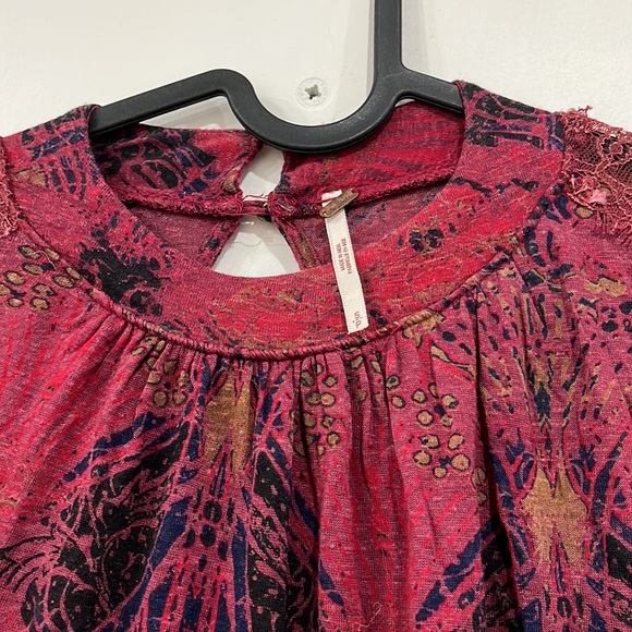 Free People Nouveau Draped Tulip Long Sleeve Blouse Top Burgundy S - Picture 7 of 15